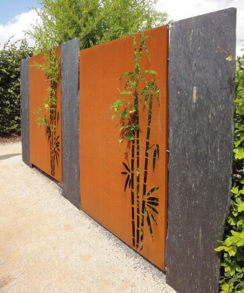 Nowoczesne panele corten do ogrodu, metal, malowanie proszkowe, DXF vector, CNC, laser, plasma, waterjet, fence, Zaun, modern garden
