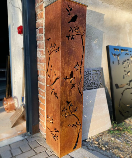 słup corten składane do ogrodu, nowoczesne donice metalowe, malowanie proszkowe, nowoczesny design, DXF, fence, Zaun