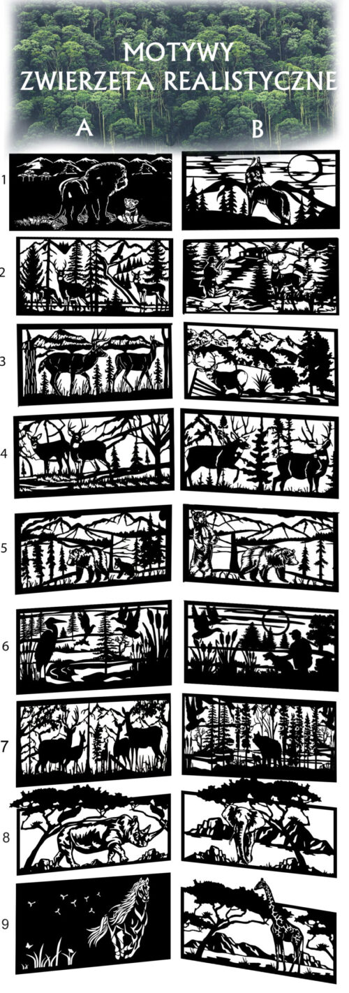 Nowoczesne wzory leśne CNC, wektorowy projekt DXF na panele ogrodzeniowe i bramy, precyzyjne wycinanie laserowe i plazmowe, Forest Pattern Vector, Laserkurs Design, Waldmotiv DXF.