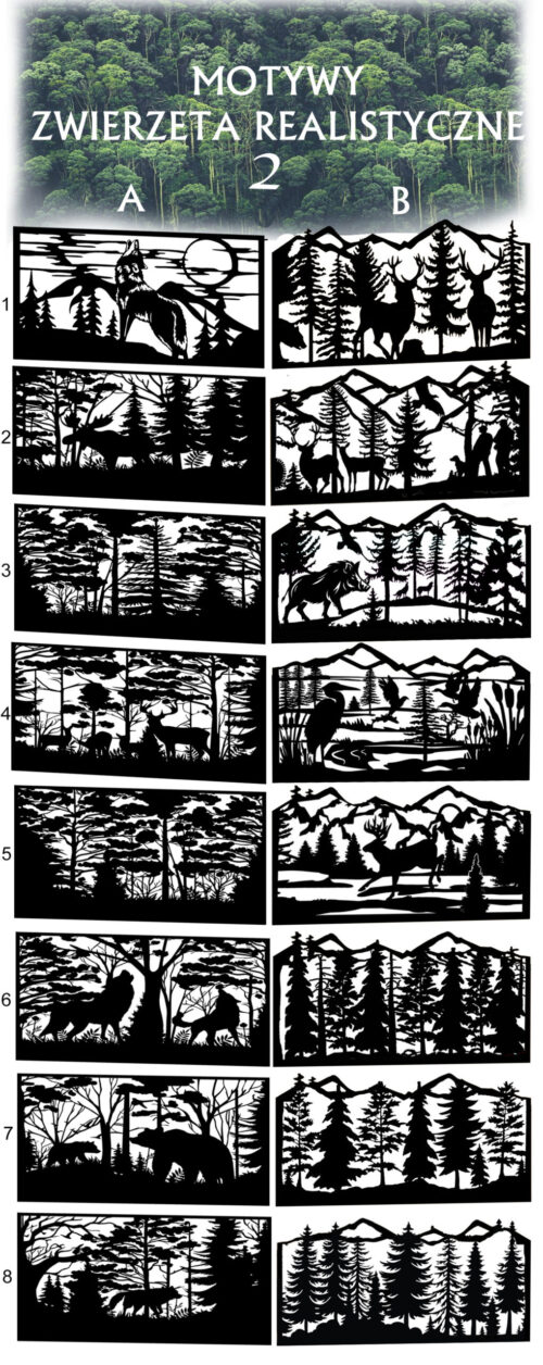 Panele ogrodzeniowe CNC z motywem lasu i zwierząt, wzór wilki, niedźwiedzie i jelenie, nowoczesne ogrodzenie dekoracyjne Corten, Forest Metal Art, Wildtier Design, Zaunpanele, Nature Fence.