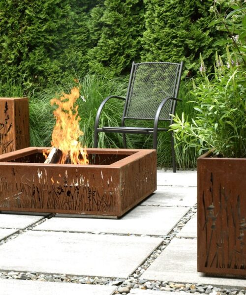 Nowoczesne donice do ogrodu ze stali corten, metalowe, malowane proszkowo, nowoczesny design, DXF, fence, Zaun